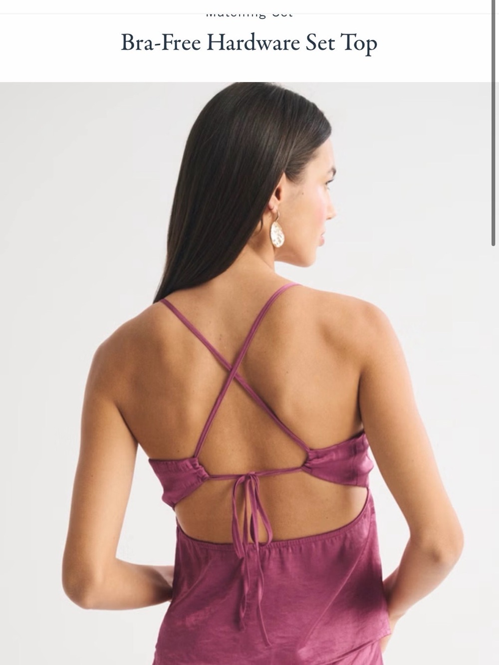 Abercrombie & Fitch Plum Satin Bra-Free Hardware Skirt Set
